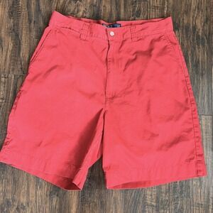 Polo Ralph Lauren Chino Shorts Men's 33 Red Philip Flat Front‎ Cotton 8" Preppy